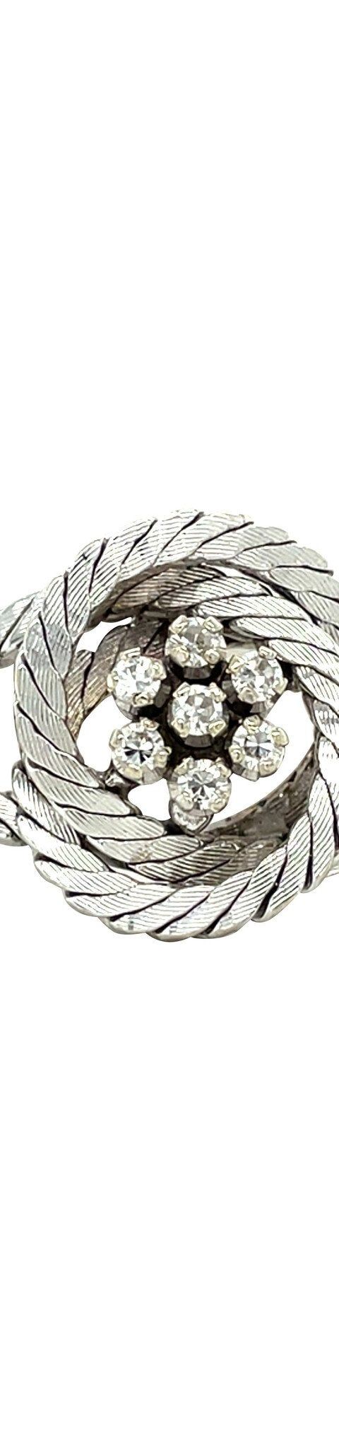 Vintage 14K White Gold Cluster Bracelet with Diamond